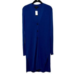 Ann Taylor Long Button Front Cardigan Cobalt Blue NWT Size Small